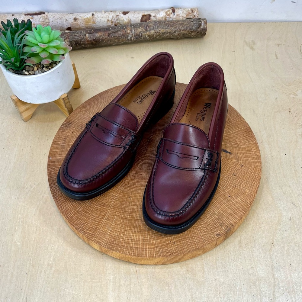 Bass Burgundy Penny Loafers